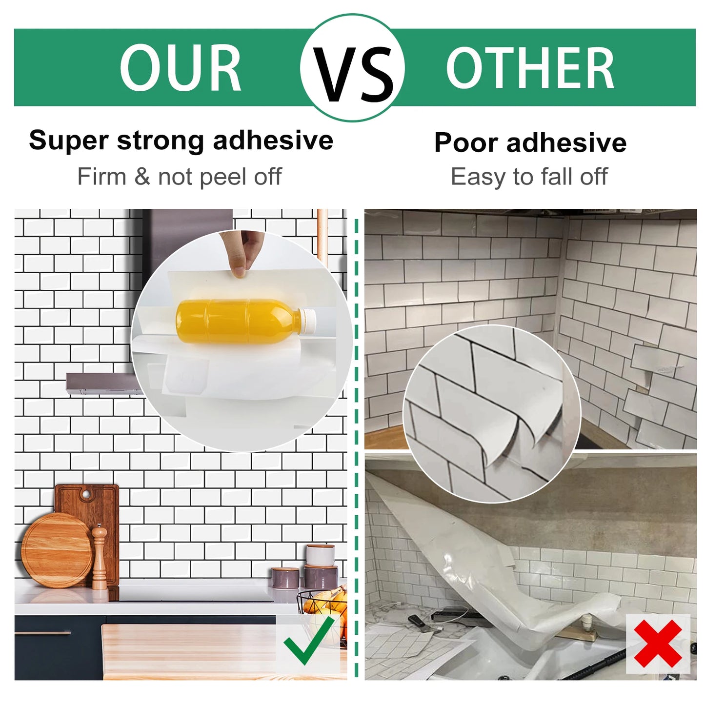 Subway Wall Stickers Peel and Stick 3d Brick Vinyl