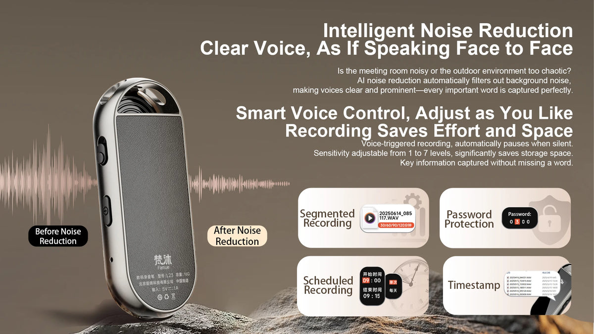 Mini AI Voice Recorder Pen, 30.6g, Magnetic Clip-on Design
