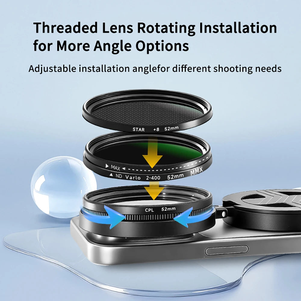 Magnetic ND Filter for Phone Adjustable Camera Lens Clip
