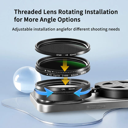 Magnetic ND Filter for Phone Adjustable Camera Lens Clip