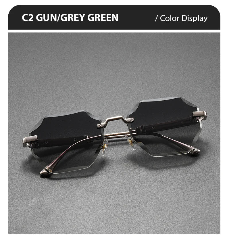 Man Woman Sunnies Fashion Unisex Rimless Sunglasses