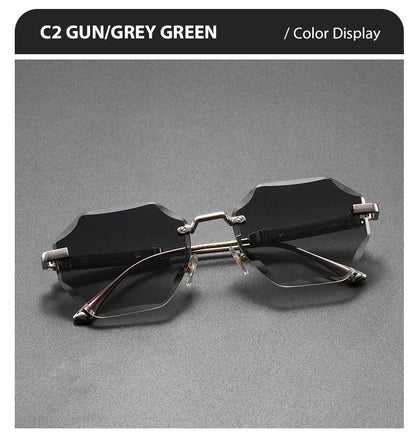 Man Woman Sunnies Fashion Unisex Rimless Sunglasses