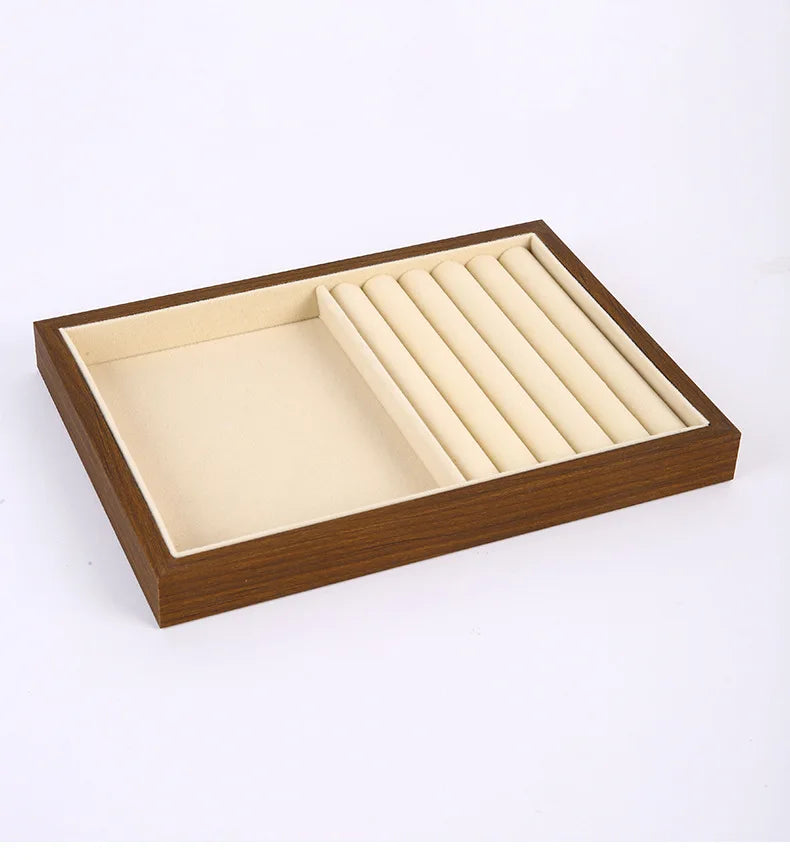 Solid Wood Jewelry Display Tray Stackable Storage