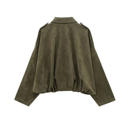 Women's Street Fashion Solid Coats Bat Sleeves Vintage Jackets