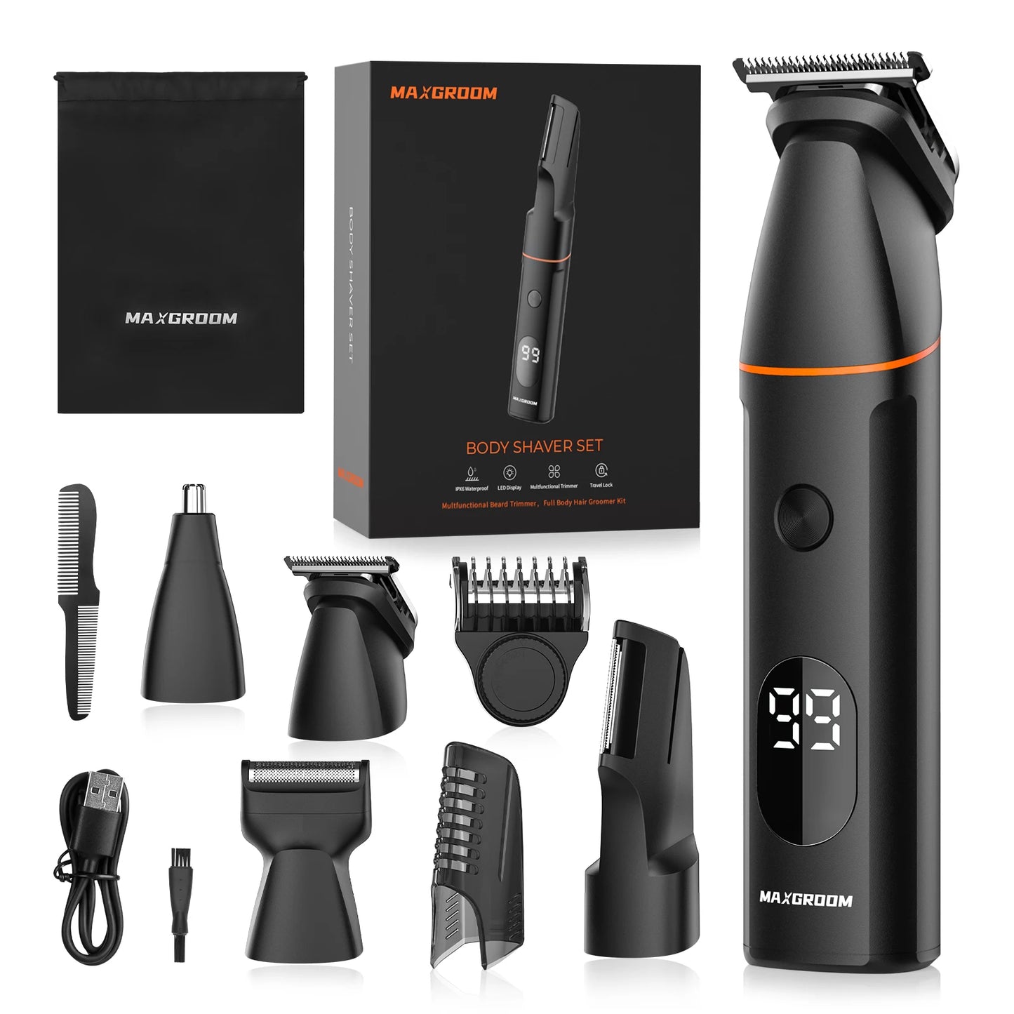 Manscape Body Hair Trimmer 4 in 1 IPX6 Waterproof Beard Trimmer