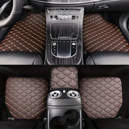 Universal 5Pcs Car Floor Mats PU Leather Waterproof Dust-Proof