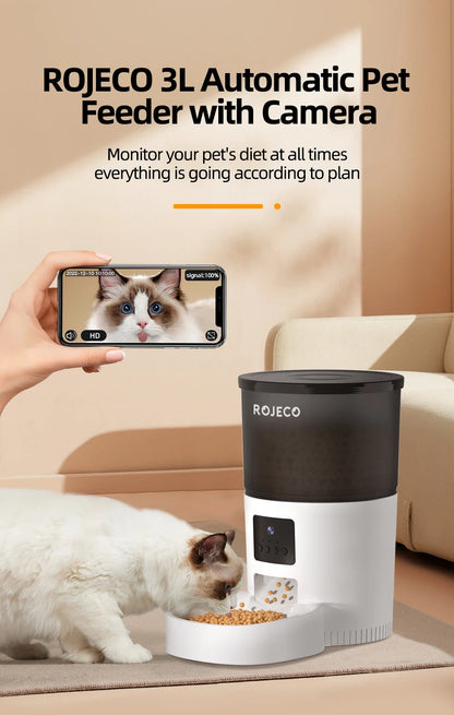 Automatic Cat Feeder With Camera Video Cat Food Dispenser Pet
