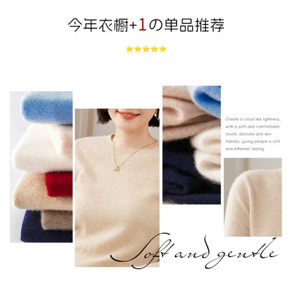 100% Pure Goat Cashmere Knitted Pullovers O-Neck