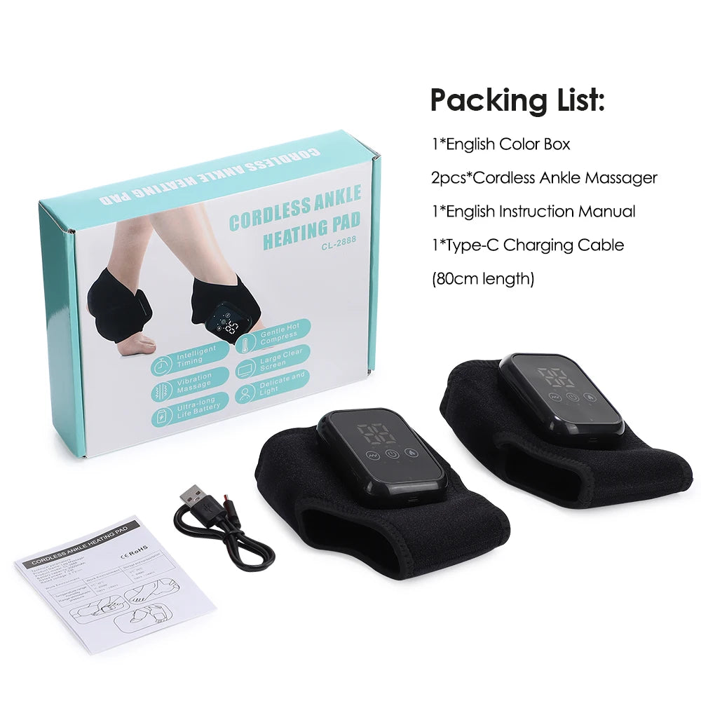 Heated Ankle Massager Hot Compresses Vibration Massage