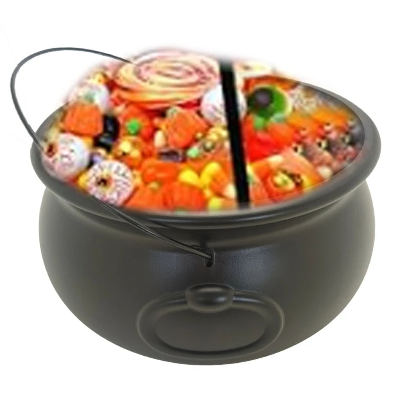 Black Cauldron Kettle Bucket Witches Sweets Candy Bowl for Halloween