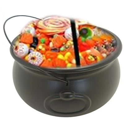 Black Cauldron Kettle Bucket Witches Sweets Candy Bowl for Halloween