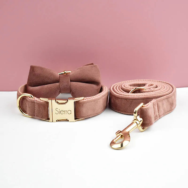 Velvet Collar Free Engrave Dog Collar Leash Dog Collars