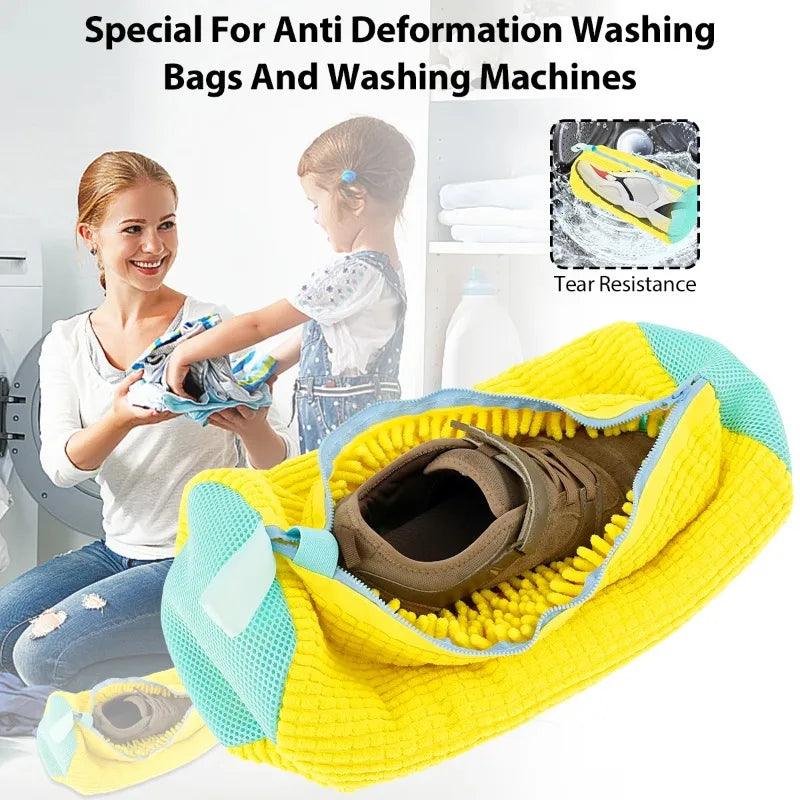 Shoe Washing Machine Bag with Liquid Shoe Brush Set