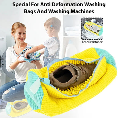 Shoe Washing Machine Bag with Liquid Shoe Brush Set