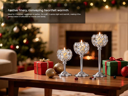 Elegant Gold Silver Metal Glass Candle Holder Tealight