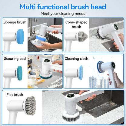 Electric Cleaning Brush 5 In 1 Electric Spin Cleaning Scrubber