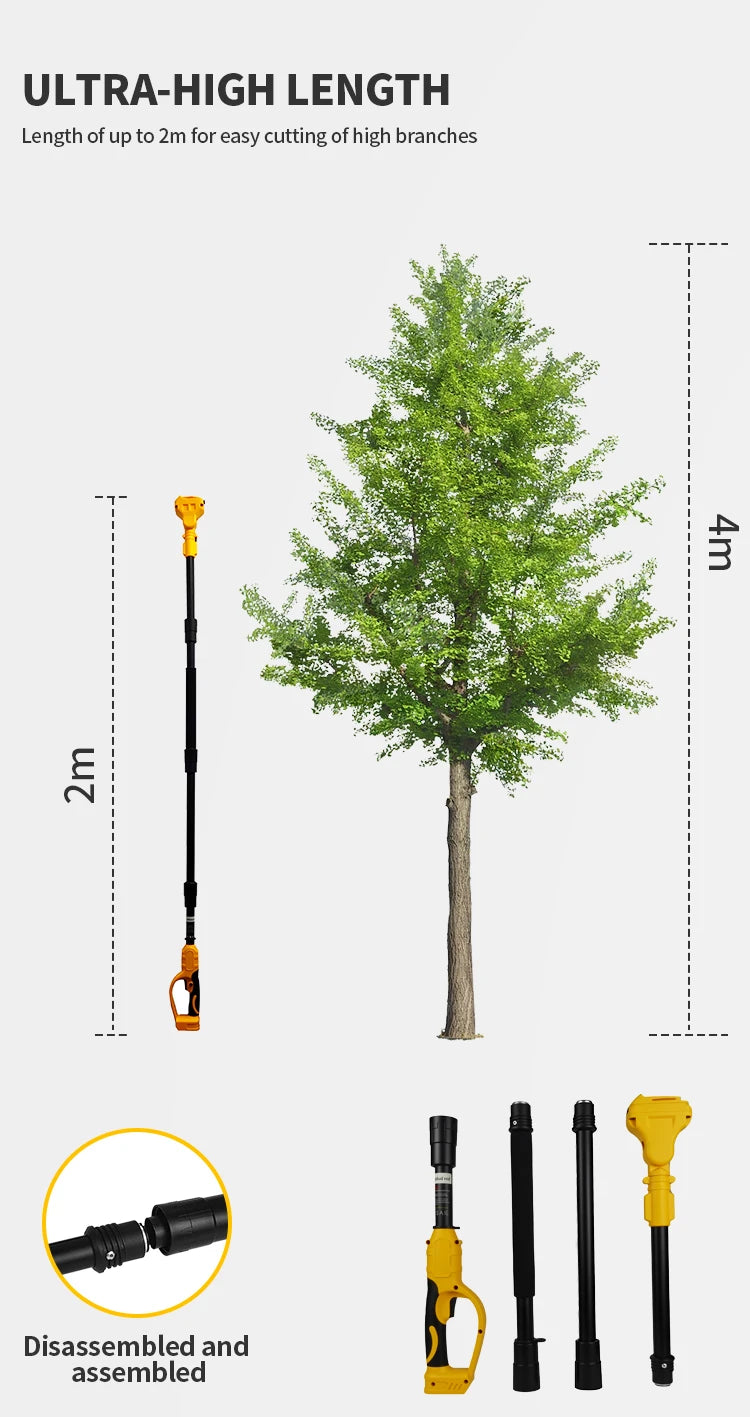Brushless 1380W Electric Chainsaw Telescoping Pole Pruner