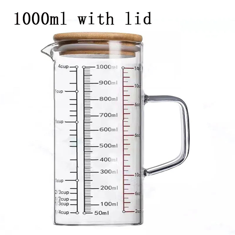 Heat-resistant Glass Measuring Cup With Wood Lid