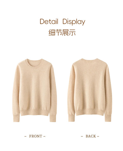 100% Pure Goat Cashmere Knitted Pullovers O-Neck