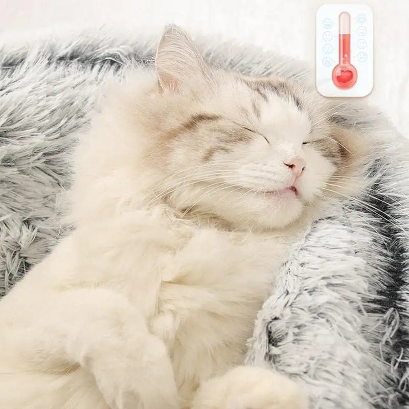 Soft Plush Pet Bed with Cover Round Cat Bed Mattress