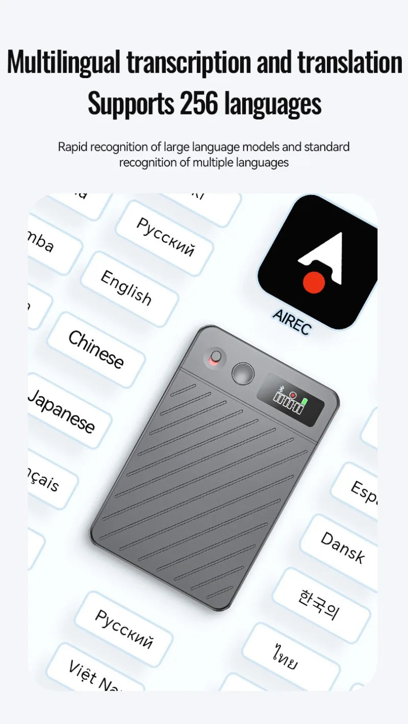 8-256GB AI Voice Recorder with Display Screen Real-Time Transcription