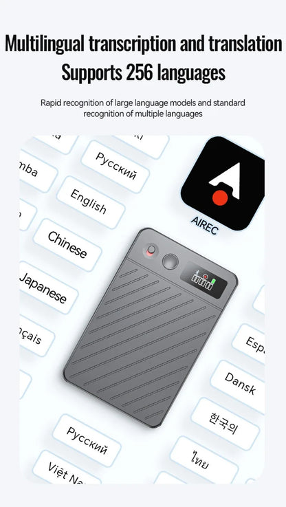 8-256GB AI Voice Recorder with Display Screen Real-Time Transcription