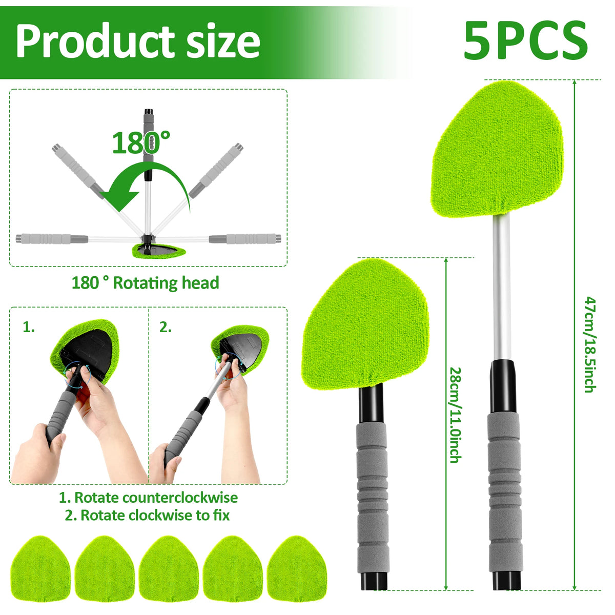 Car Windshield Cleaner Brush with 180°Rotating Cleaning Head