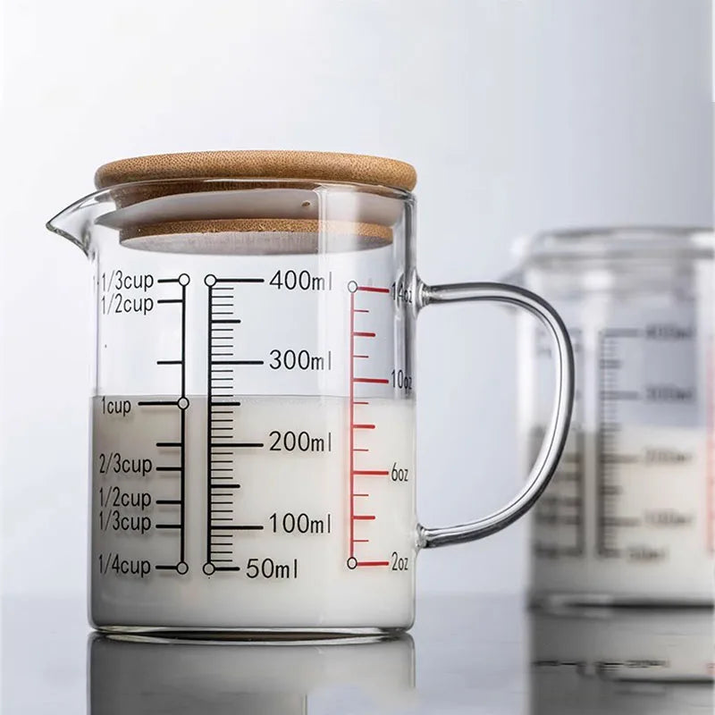 Heat-resistant Glass Measuring Cup With Wood Lid