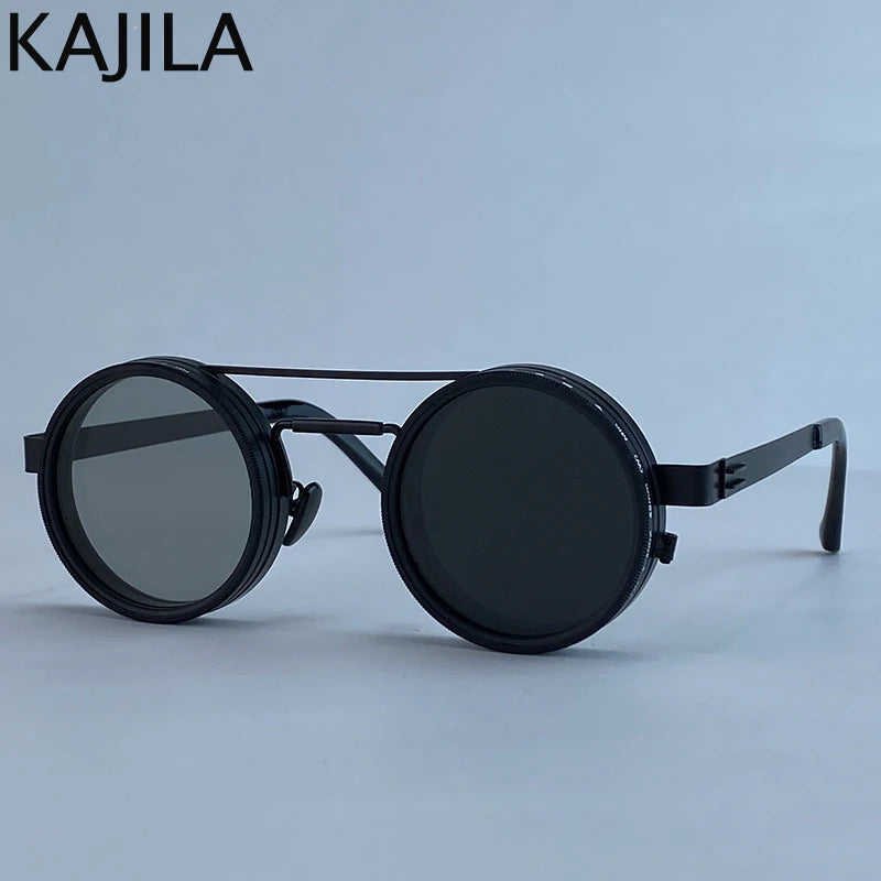 Polarized Round Steampunk ND9 Adjustable Dimming Sunglasses