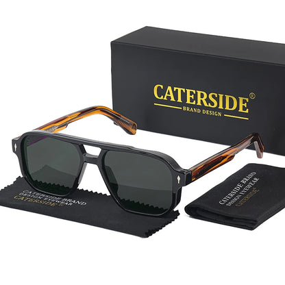 CATERSIDE Vintage Punk Sunglasses Men Flat Top