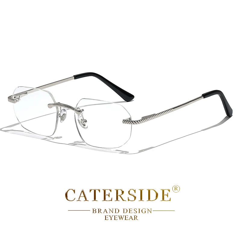 New Retro Rimless Sunglasses Men's Polygon Brand Designer