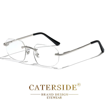 New Retro Rimless Sunglasses Men's Polygon Brand Designer