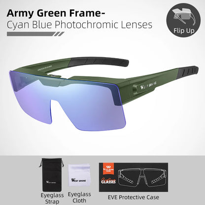 Photochromic Glasses Flip Design Polarized Sunglasses