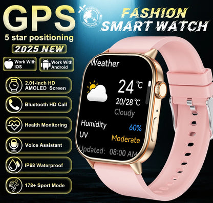New For Android iOS Outdoor GPS Smart Watch Men 2.01" HD AMOLED