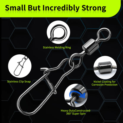 Duo-Lock Snap Swivels 50~200Pcs Fishing Swivel Snap