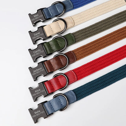 Custom Dog Collar Durable Nylon Free Engraved Pet Name