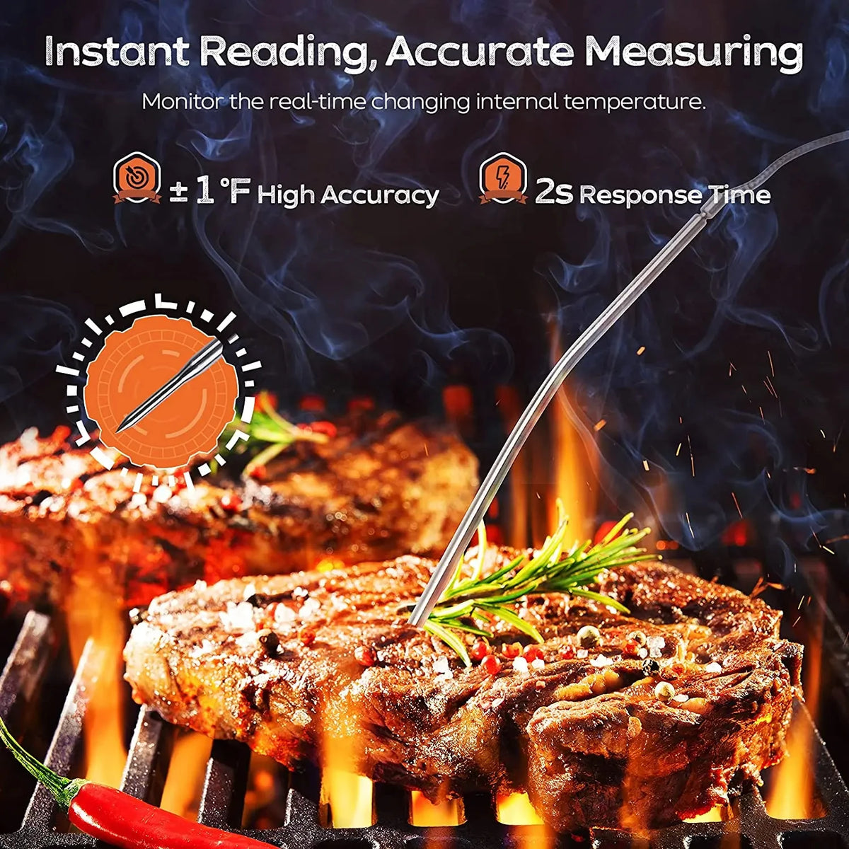 HOMEFISH Digital Meat Kitchen Thermometer Stainless