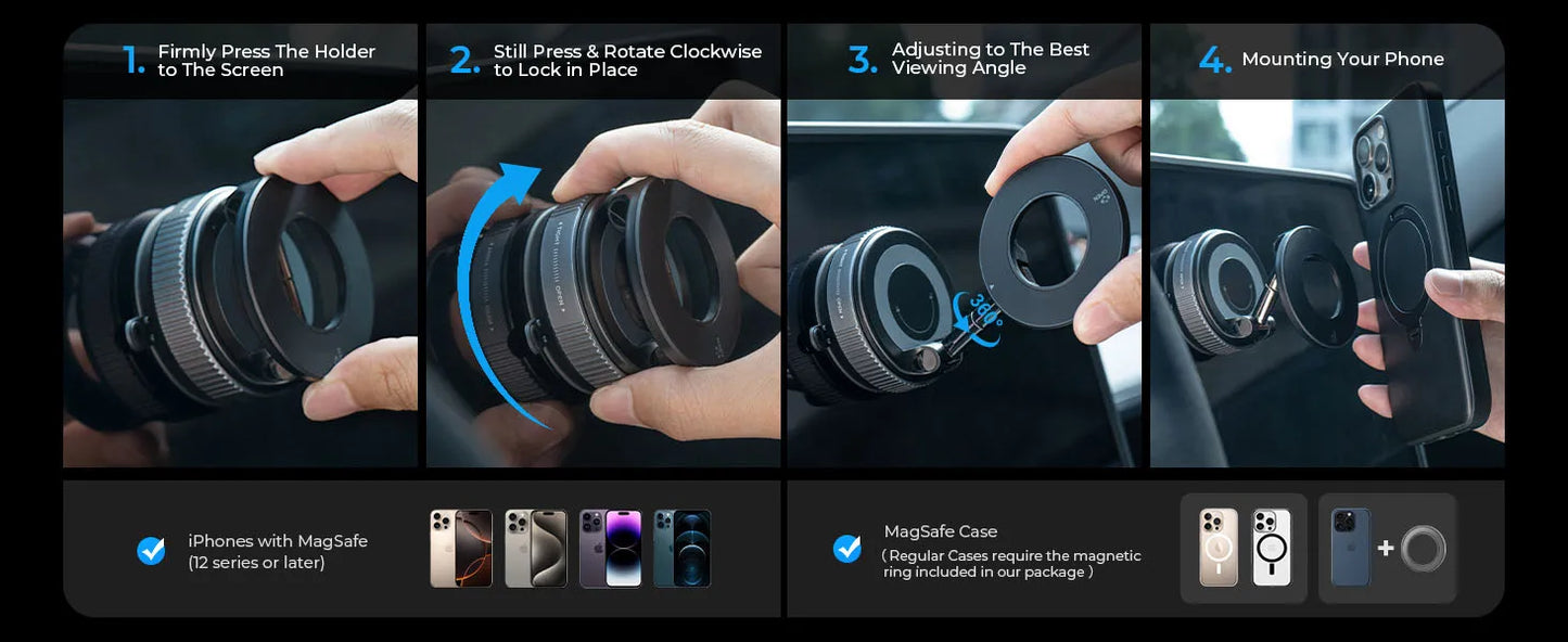 Magnetic Suction Cup Phone Mount for Magsafe 360° Adjustable