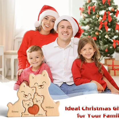 Wooden Cat Art Puzzle Warm Family Handmade Crafts Ornaments
