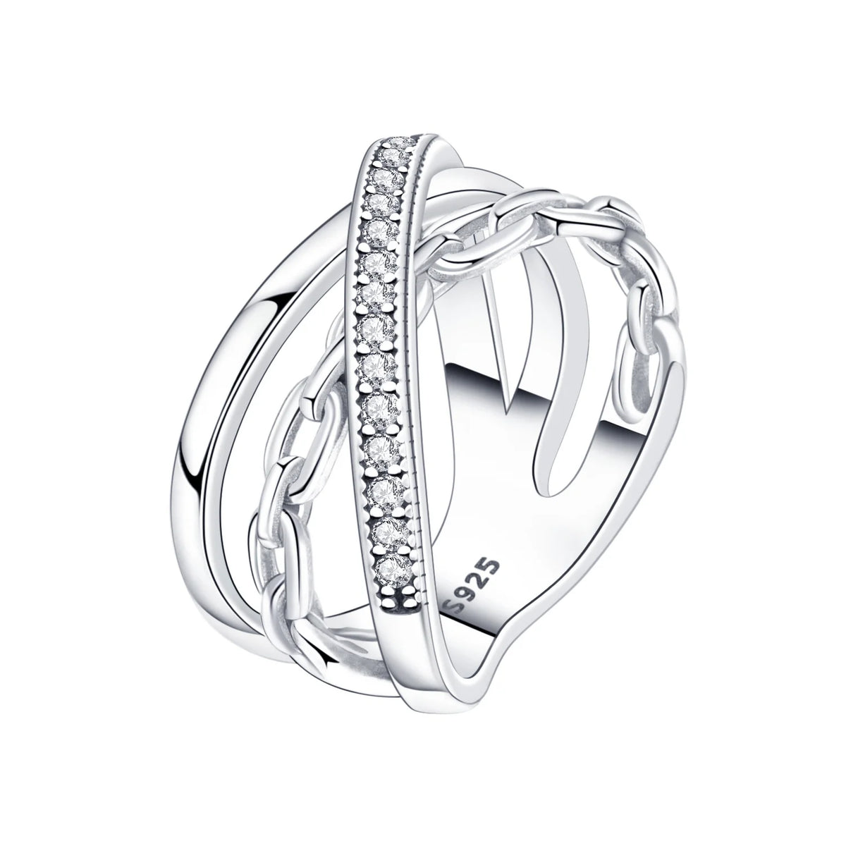 925 Sterling Silver Three-Ring Stackable Ring for Women