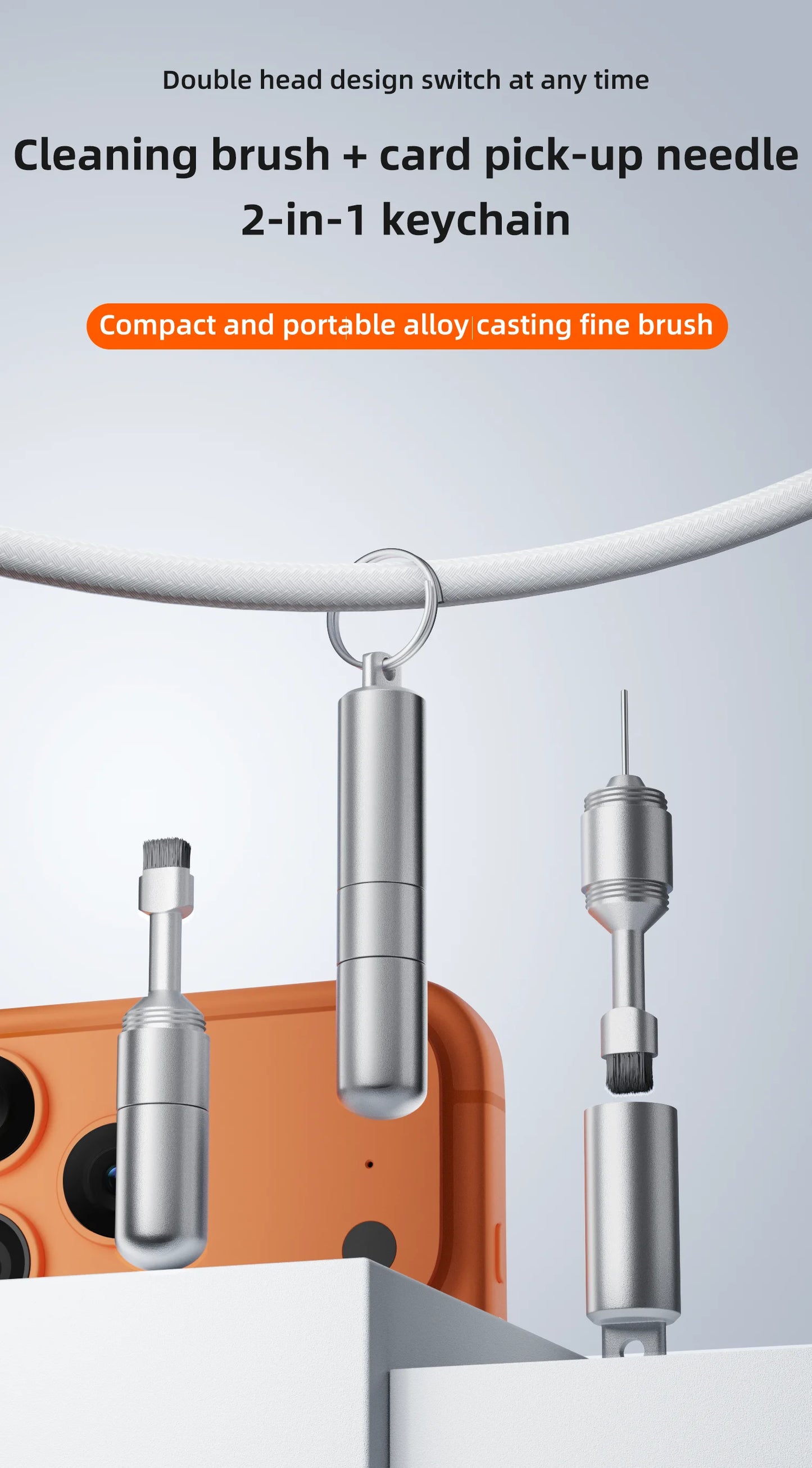 2 in 1 SIM Card Tray Removal Tool Portable Mini Keychain