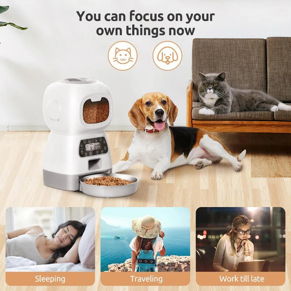 3.5L Automatic Pet Feeder For Cats WiFi Smart Swirl