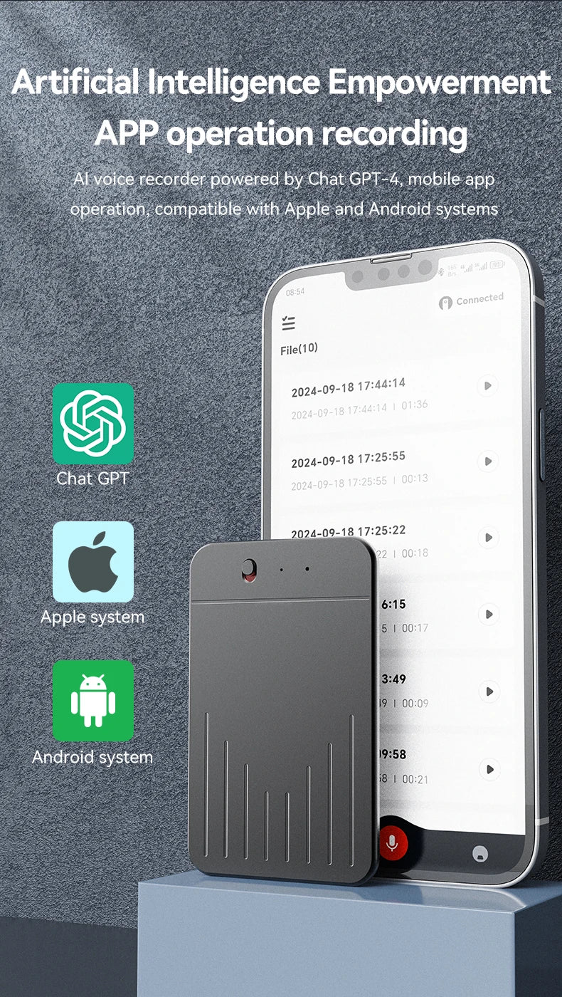 AI Powerd ChatGPT-4 App Phone Call Mini Audio Voice Recorder
