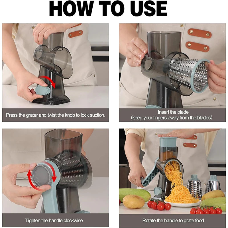 3 in 1 Rotary Cheese Grater Versatile Slicer