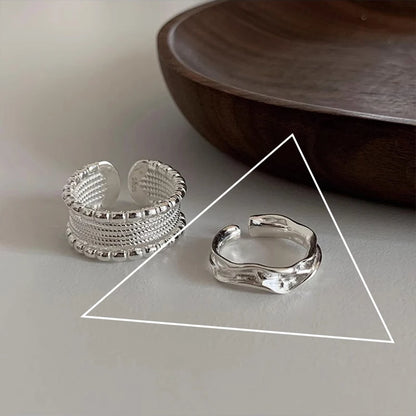 VENTFILLE 925 Sterling Silver Finger Rings Hollow Chain