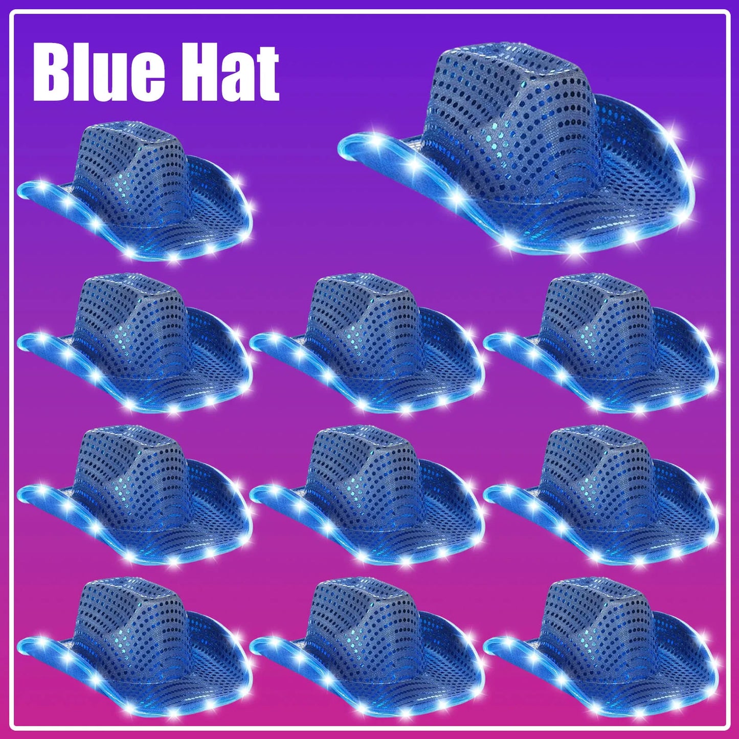 LED Cowboy Hats Wedding Hats Bulk Light up Cowboy Hats