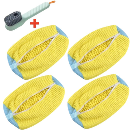 Shoe Washing Machine Bag with Liquid Shoe Brush Set