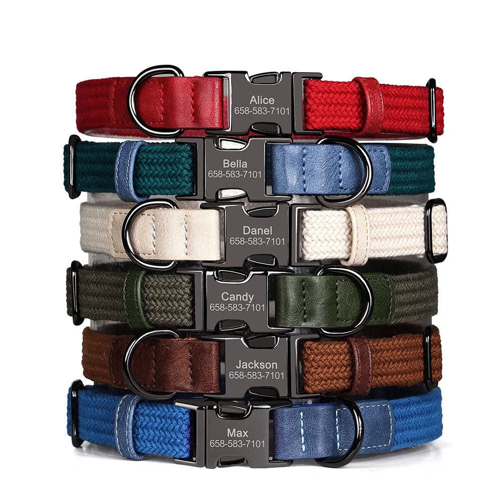 Custom Dog Collar Durable Nylon Free Engraved Pet Name