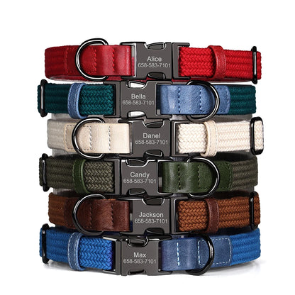Custom Dog Collar Durable Nylon Free Engraved Pet Name