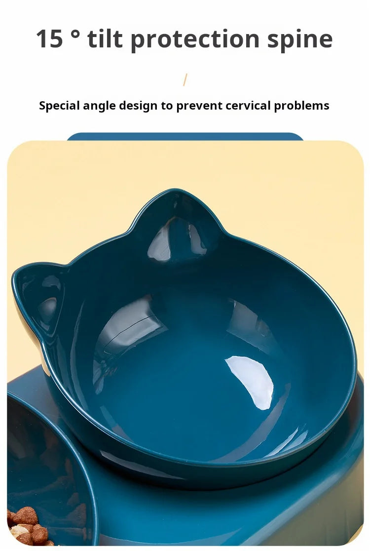 Pet Bowls With Water Feeder 3 In 1 Ear Design Tilted Food Bowl Set